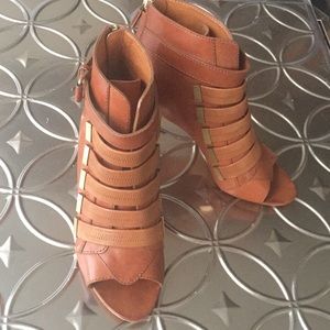 Givenchy Tan Leather Open Toe Booties